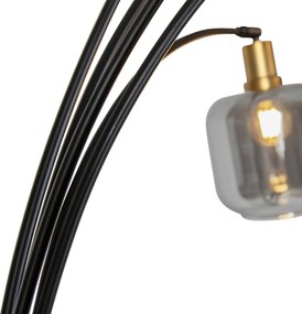 Vloerlamp zwart met goud met smoke glas 5-lichts - Zuzanna