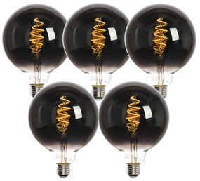 Set van 5 Smart E27 LED lamp G125 zwart 4W 60 lm 1800-3000K