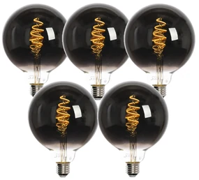 Set van 5 Smart E27 LED lamp G125 zwart 4W 60 lm 1800-3000K