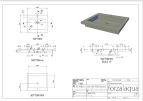 Forzalaqua Nova wastafel 60x50cm met kraangat graniet gezoet