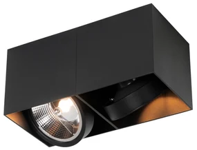 Smart Spot / Opbouwspot / Plafondspot zwart rechthoekig 2-lichts incl. 2 Wifi GU10 111mm - Box GU10 Binnenverlichting Lamp