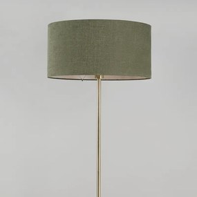 Vloerlamp messing met groene kap 50 cm - Kaso