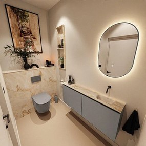 MONDIAZ TURE-DLUX 120cm toiletmeubel Smoke. EDEN wastafel Frappe positie rechts. Zonder kraangat. TUREDX120SMOR0FRA