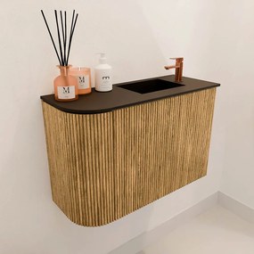 Mondiaz Joya 60cm toiletmeubel ronding links oak met wastafel faye rechts 1 kraangat urban