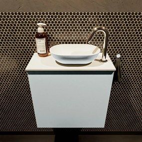 Mondiaz Fowy toiletmeubel 50cm clay met lichtgrijze waskom rechts en kraangat