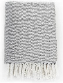 vidaXL Plaid visgraat 220x250 cm katoen grijs