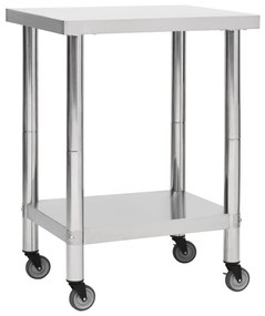 vidaXL Keukenwerktafel met wielen 80x45x85 cm roestvrij staal