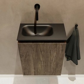 Mondiaz Ture 40cm toiletmeubel dark brown met wastafel urban links geen kraangat