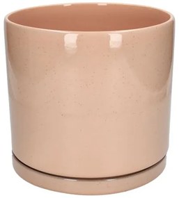 Bloempot met schotel, aardewerk, oudroze,Ø21 x 20 cm