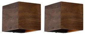 Set van 2 smart wandlampen walnoot hout incl. Wifi G9 - Transfer