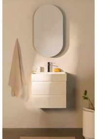 Ona Zwevend Badkamermeubelset Van Hout En Essenfineer Met Geïntegreerde Wastafel Wit & Ovaal Met Opbergruimte Zwart 50x90 Cm Oricsa & - Sklum