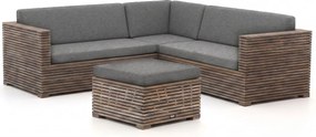 Hoek loungeset ROUGH | 5 personen | Loungeset Old Teak Greywash | Hoekbank Teakhout | 210x210cm | Kees Smit Tuinmeubelen