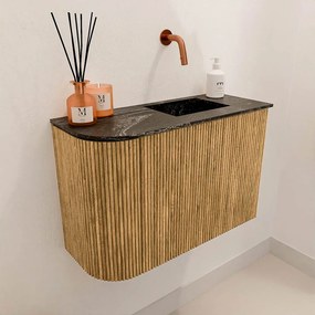 Mondiaz Joya DLux 60cm toiletmeubel ronding links oak met wastafel faye rechts zonder kraangat lava