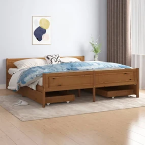 vidaXL Bedframe met 4 lades massief grenenhout honingbruin 180x200 cm