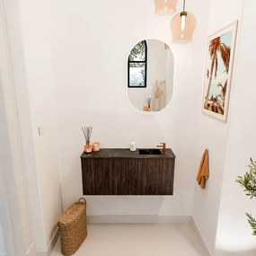 Mondiaz Joya DLux 90cm toiletmeubel walnut met wastafel faye rechts 1 kraangat lava
