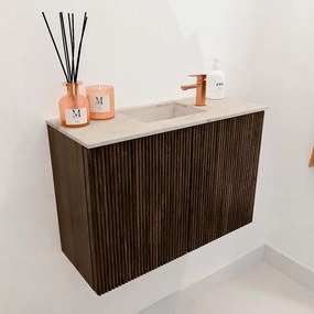 Mondiaz Joya DLux 60cm toiletmeubel walnut met wastafel faye midden 1 kraangat frappe
