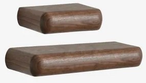 Set Van 2 Houten Wandplanken Carmen Donker Acaciabruin & ↔︎ 40 Cm - ↔︎ 90 Cm - Sklum