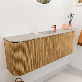 Mondiaz Joya DLux 115cm toiletmeubel ronding links/rechts oak met wastafel faye midden 1 kraangat opalo