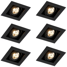 Set van 6 Moderne inbouwspot zwart verstelbaar - Oneon 70 GU10 Binnenverlichting Lamp