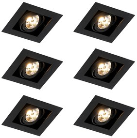Set van 6 Moderne inbouwspot zwart verstelbaar - Oneon 70