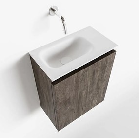 Mondiaz Ture 40cm toiletmeubel dark brown met wastafel talc links geen kraangat