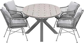 Garden Impressions Lucas tuinset 5-delig valley sand - Tulli tuintafel 180x115 cm - light teak vironwood