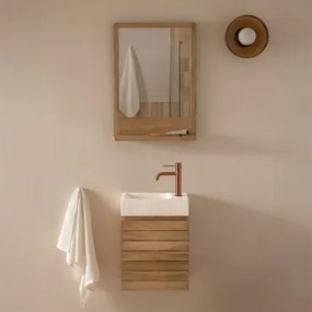 Teakhouten Badkamermeubelset Met Geïntegreerde Wastafel In Napier Cement Teakhout & Rechthoekig Hout 50x70 Cm Mazure & Rosé - Sklum