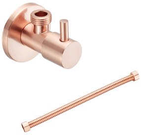 Saniclear Copper set van hoekstopkraan en aansluitslang geborsteld koper