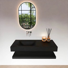 Zaro Alan badmeubel 110cm met planchet urban en vrijhangende wastafel cloud links zonder kraangat urban