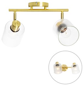 PlafondSpot / Opbouwspot / Plafondspot goud met glas 2-lichts verstelbaar - Laura Art Deco E27 Binnenverlichting Lamp