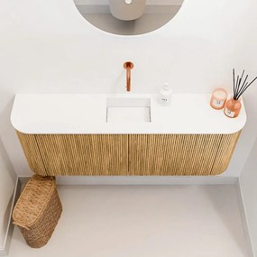Mondiaz Joya 115cm toiletmeubel ronding links/rechts oak met wastafel faye midden zonder kraangat talc