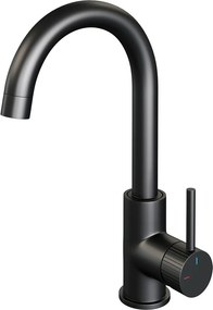 Brauer Stripe wastafelkraan met draaibare ronde uitloop model A zwart mat