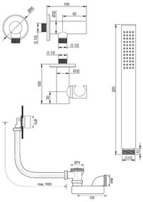 Brauer Brushed Edition inbouw badkraan met badvulcombinatie en staafhanddouche RVS geborsteld PVD