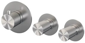 Brauer Brushed Carving inbouwthermostaat - met inbouwdeel - 3 carving knoppen - PVD - geborsteld RVS 5-NG-089
