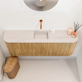 Mondiaz Joya DLux 115cm toiletmeubel ronding links/rechts oak met wastafel faye midden zonder kraangat meli
