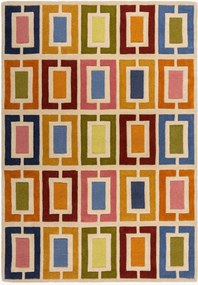 Handgetuft hoog-laag wollen vloerkleed Retro Blocks