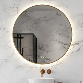 Hipp Design 13500 ronde spiegel 100cm koper met LED en spiegelverwarming