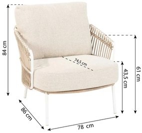 Tuinstoel Aluminium/Rope Taupe-naturel-bruin 4 Seasons Outdoor Dalias