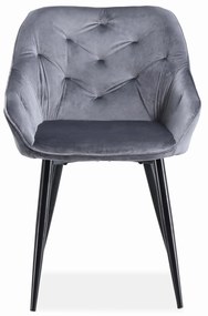 stoel K487, grijs - modern, doorgestikt, glamour, voor salon, eetkamer, VELVET