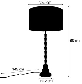 Tafellamp brons met velours kap groen 35cm - Pisos Klassiek / Antiek, Art Deco E27 rond Binnenverlichting Lamp