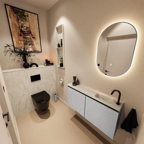 MONDIAZ TURE-DLUX 100cm toiletmeubel Plata. EDEN wastafel Ostra positie rechts. Met 1 kraangat. TUREDX100PLAR1OST