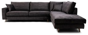 Rivièra Maison - Kendall Corner Sofa Right, velvet, grimaldi grey - Kleur: grijs