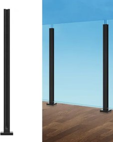 VEVOR Glasklem, 41,34 inch hoge glazen leuningbeugel voor 0,39 tot 0,47 inch dik gehard glas, 304 roestvrijstalen glasmontageklem, glazen plankbeugel voor balkon, tuin, terras, trap, Sch