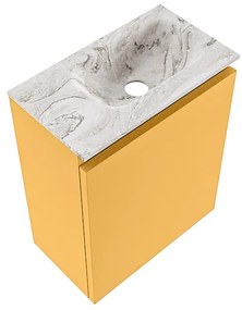 Mondiaz Ture DLux toiletmeubel 40cm ocher met wastafel glace rechts met kraangat