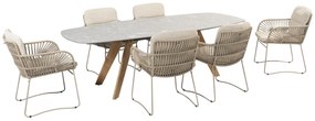 4 Seasons Outdoor Murcia tuinset latte met Montana tafel met keramisch 'barrel' blad 240 x 103 cm * Sale * Tuinset beige weerbestendig