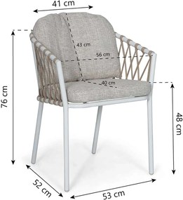 Tuinset 6 personen 220 cm Rope Wit Lifestyle Garden Furniture Morano/Tavona