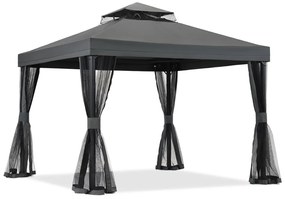 Antraciet tuinpaviljoen met klamboe Valencia 3x3 m Tuinpunt