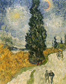 Vincent van Gogh - Kunstreproductie Road with Cypresses, 1890, (30 x 40 cm)