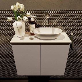 Mondiaz Fowy toiletmeubel 60cm smoke met witte waskom rechts zonder kraangat