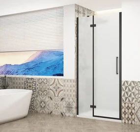 Gelco Trinity douchedeur 110cm links met mat glas zwart mat